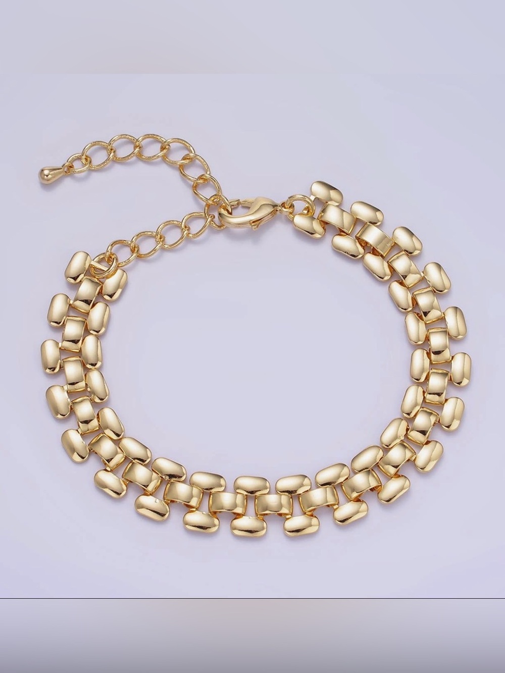 14K Gold Filled 9.3mm Panther Chain Bracelet | Adjustable | New